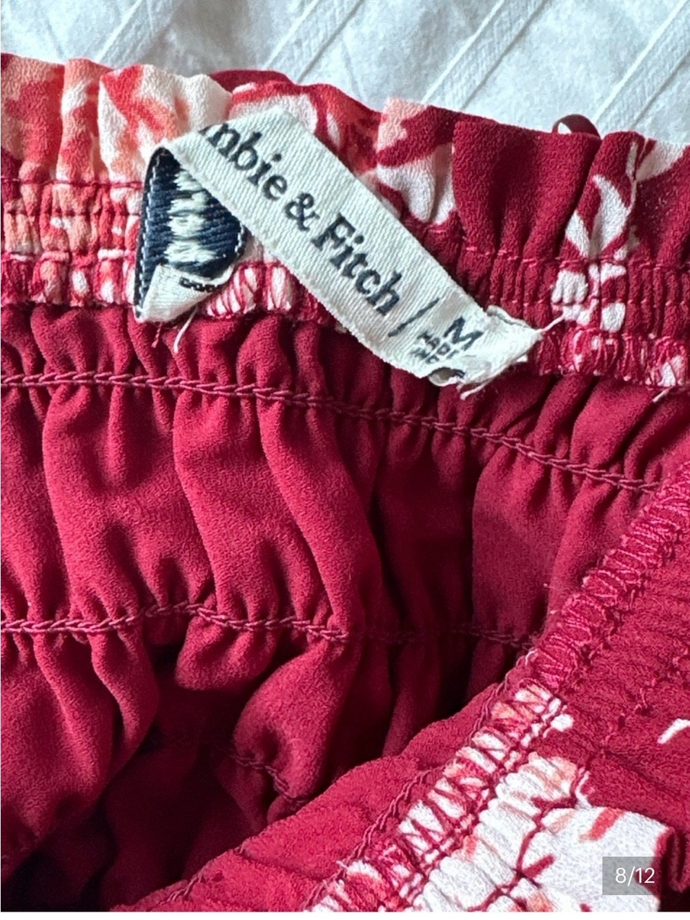 Abercrombie & Fitch Women’s Off-Shoulder Floral Crop Top - Red - Picture 5 of 5